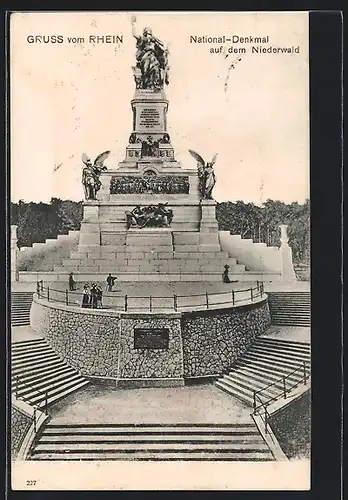 AK Gruss vom Rhein, National-Denkmal auf dem Niederwald