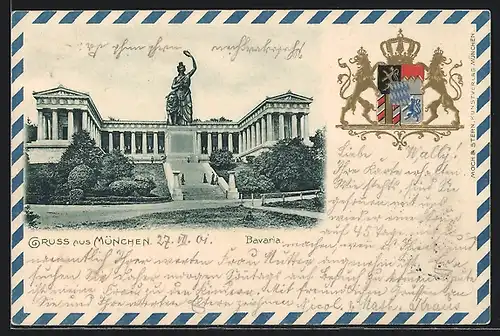AK München, Bavaria, geprägtes Wappen