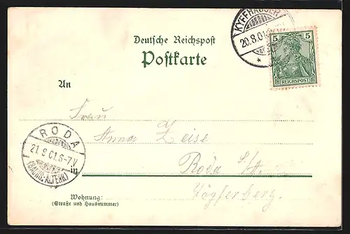 Lithographie Kyffhäuser, Kaiser-Wilhelm-Denkmal und Rothenburg