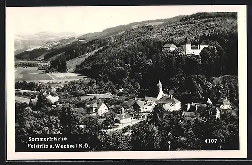 AK Feistritz a. Wechsel, Ortspartie mit Kirche
