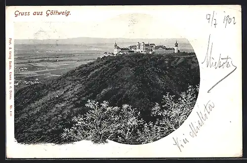 AK Göttweig, Panorama mit Kloster