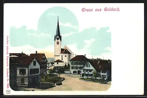 AK Goldach, Ortspartie mit Kirche