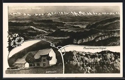AK Passwang, Gasthaus, Aussichtspunkt Signal, Alpenpanorama