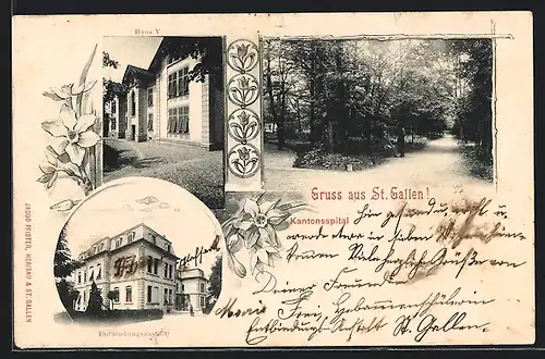AK St. Gallen, Kantonspital, Park, Entbindungsanstalt und Haus V