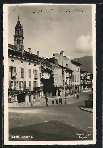 AK Ascona, Albergo Elvezia, Schuhmacher Calzolaio, Kirche