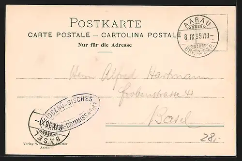 AK Aarau, Ortsansicht mit Kirche