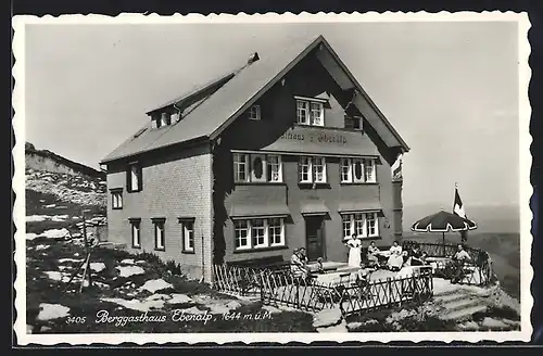 AK Ebenalp, Teilansicht Berggasthaus Ebenalp mit Gästen