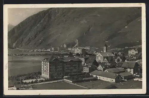 AK Andermatt, Ortsansicht aus der Vogelschau
