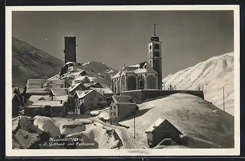 AK Hospental, Teilansicht unter Schneedecke