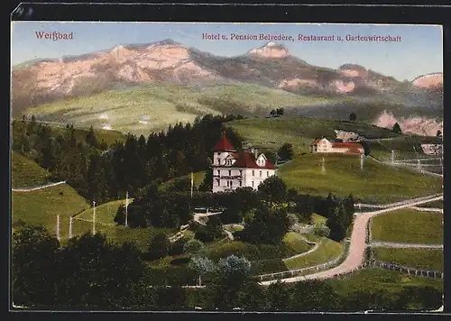 AK Weissbad, Hotel Belvédère mit Umgebung