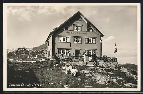 AK Ebenalp, Gasthaus Ebenalp und Kinder mit Ziegen