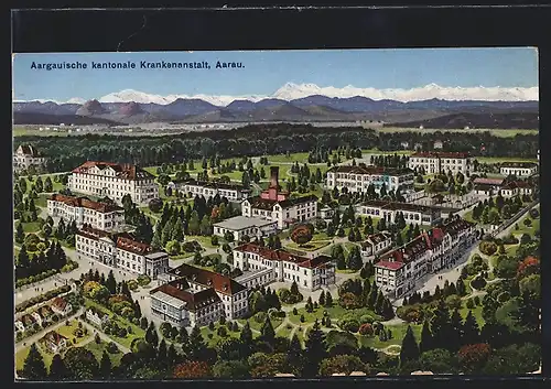 AK Aarau, Kantonale Krankenanstalt aus der Vogelschau
