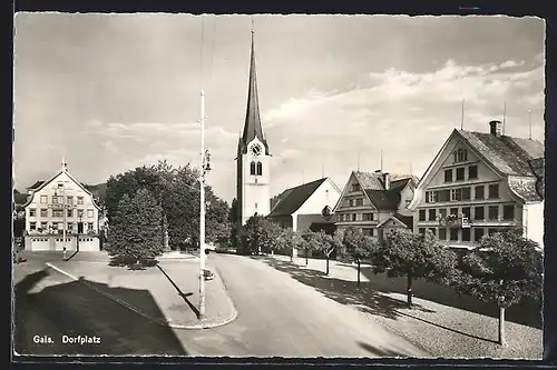 AK Gais, Dorfplatz mit Kirche
