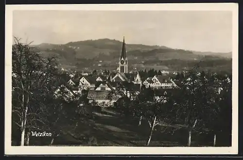 AK Wetzikon, Teilansicht mit Kirche
