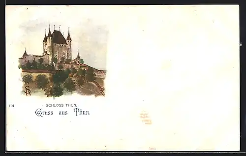 Lithographie Thun, Schloss Thun