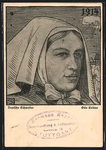 AK Portrait einer Deutschen Krankenschwester, Rotes Kreuz