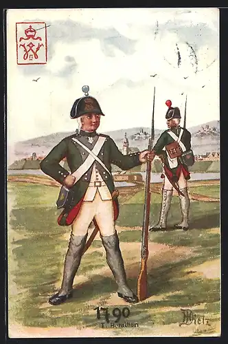 Künstler-AK I. Bataillon 1790, Uniform