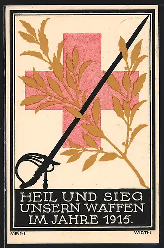 AK Rotes Kreuz hinter Degen, 1915