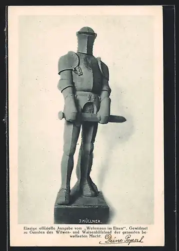 AK Wien, Wehrmann im Eisen, Skulptur eines Ritters von J. Müllner