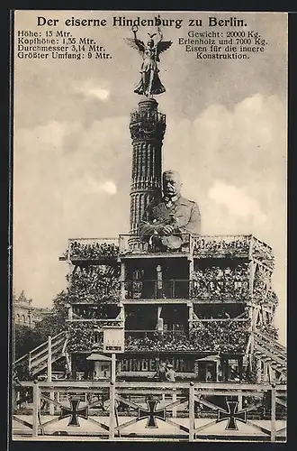 AK Berlin, der eiserne Hindenburg, Statue vor der Siegessäule