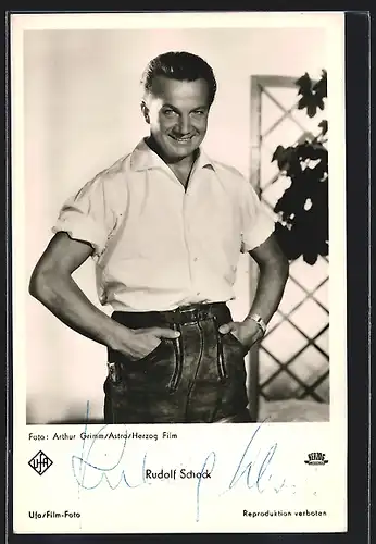 AK Opernsänger Rudolf Schock mit den Händen in den Taschen, mit original Autograph