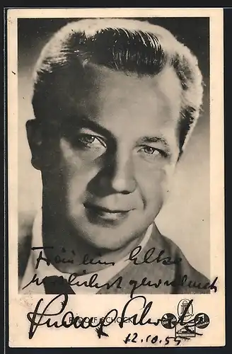 AK Opernsänger Rudolf Schock im Porträt, mit original Autograph