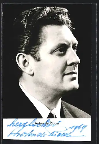 AK Opernsänger Anton de Ridder im Profil, mit original Autograph