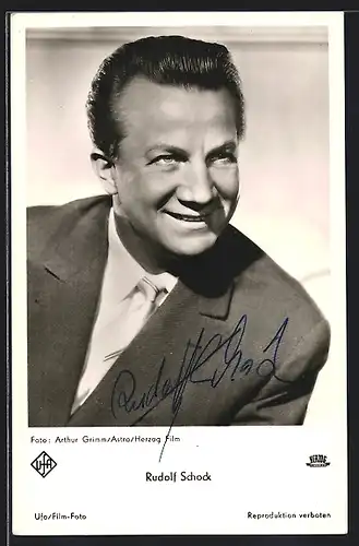 AK Opernsänger Rudolf Schock mit weisser Krawatte, mit original Autograph