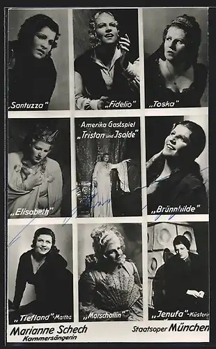 AK Opernsängerin Marianne Schech als Marschallin und Brünnhilde, mit original Autograph