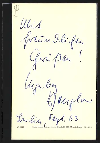 AK Opernsängerin Ingeborg Wenglor mit strahlendem Lächeln, mit original Autograph