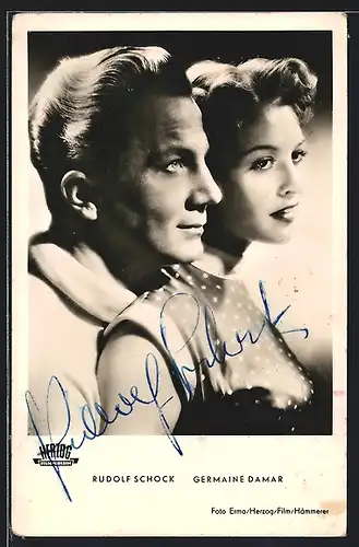 AK Opernsänger Rudolf Schock und Germaine Damar, mit original Autograph
