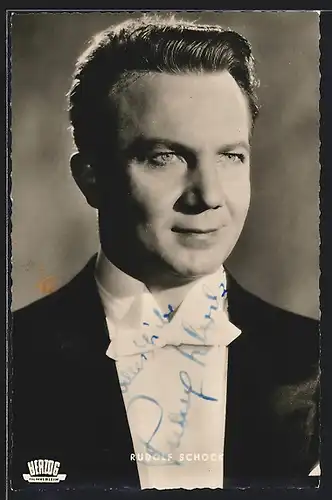 AK Opernsänger Rudolf Schock im Frack, mit original Autograph