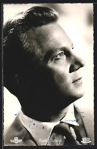 AK Opernsänger Rudolf Schock in Der fröhliche Wanderer, mit original Autograph