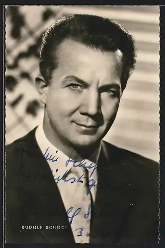 AK Opernsänger Rudolf Schock mit gemusteter Krawatte, mit original Autograph