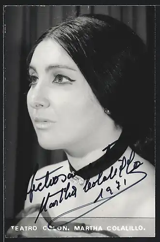 AK Opernsängerin Martha Colalillo mit Halsband, mit original Autograph