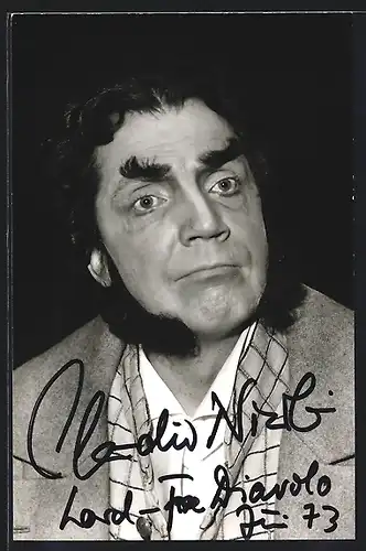AK Opernsänger Claudio Nicolai mit angeklebten Wangenbart, mit original Autograph