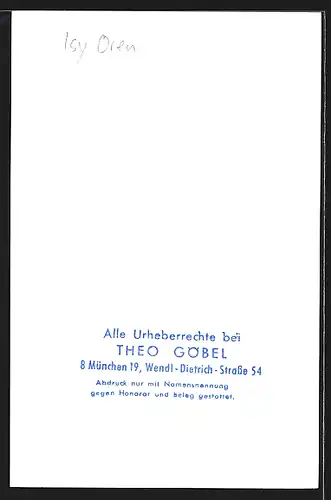 AK Opernsängerin Isy Oren am Lächeln, mit original Autograph