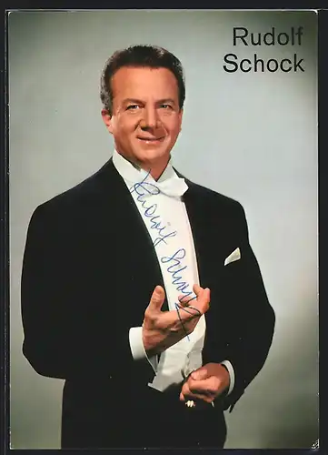 AK Opernsänger Rudolf Schock im Frack, mit original Autograph
