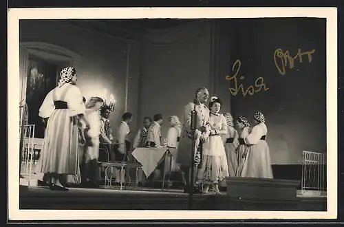 AK Opernsängerin Lisa Otto auf der Bühne, mit original Autograph