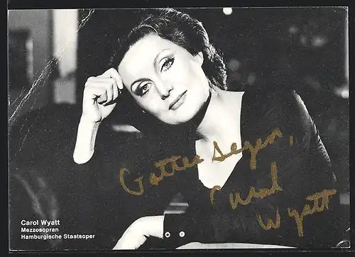 AK Opernsängerin Carol Wyatt, Mezzosopran, Hamburgische Staatsoper, mit original Autograph