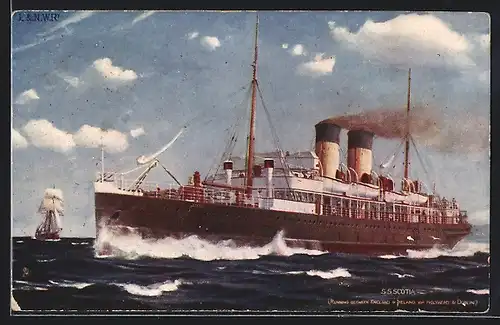 Künstler-AK Steamer SS Scotia running between England and Ireland