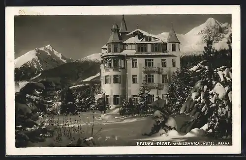 AK Tatr. Lomnica, Hotel Praha im Winter