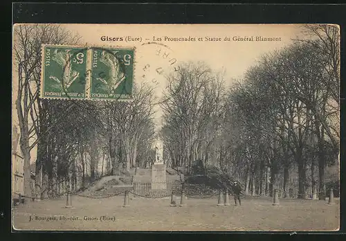 AK Gisors, les Promenades et Statue du Général Blanmont