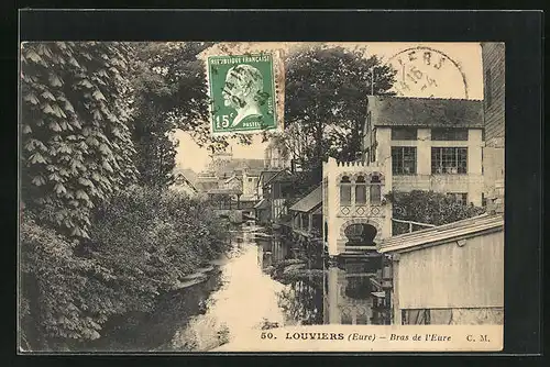 AK Louviers, Bras, de l`Eure, Blick über den Fluss