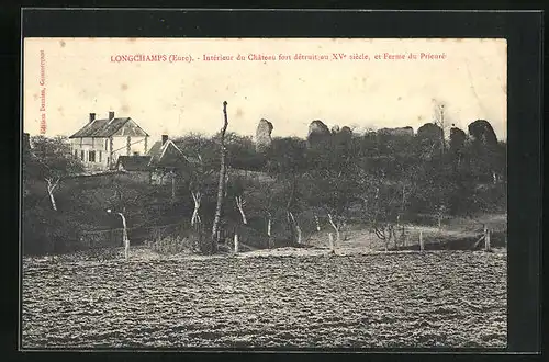 AK Longchamps / Eure, Ortspartie mit Ruinen