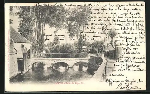 AK Gisors, Pont du Tapis Vert, Fluss mit Brücke und Ortspartie