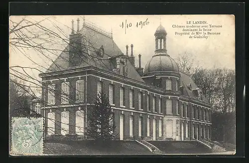 AK Le Landin, Chateau moderne avec Terrasse dominant la Seine Propriete de Mme la Baronne de Guenifey