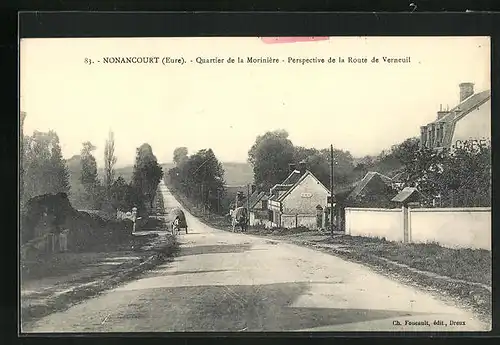 AK Nonancourt, Quartier de la Morinière, Perspective de la Route de Verneuil