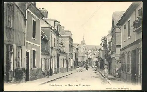 AK Neubourg, Rue de Conches, Blick in Strasse