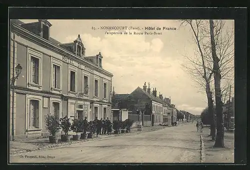 AK Nonancourt, Hotel de France, Strassenpartie